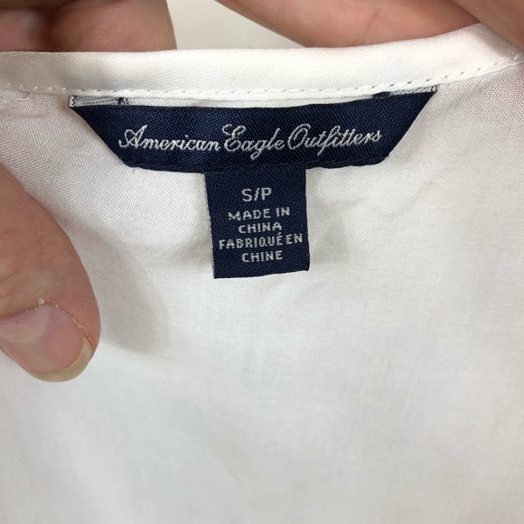 D7 American Eagle Outfitters White Blouse Sm - Picture 4 of 6